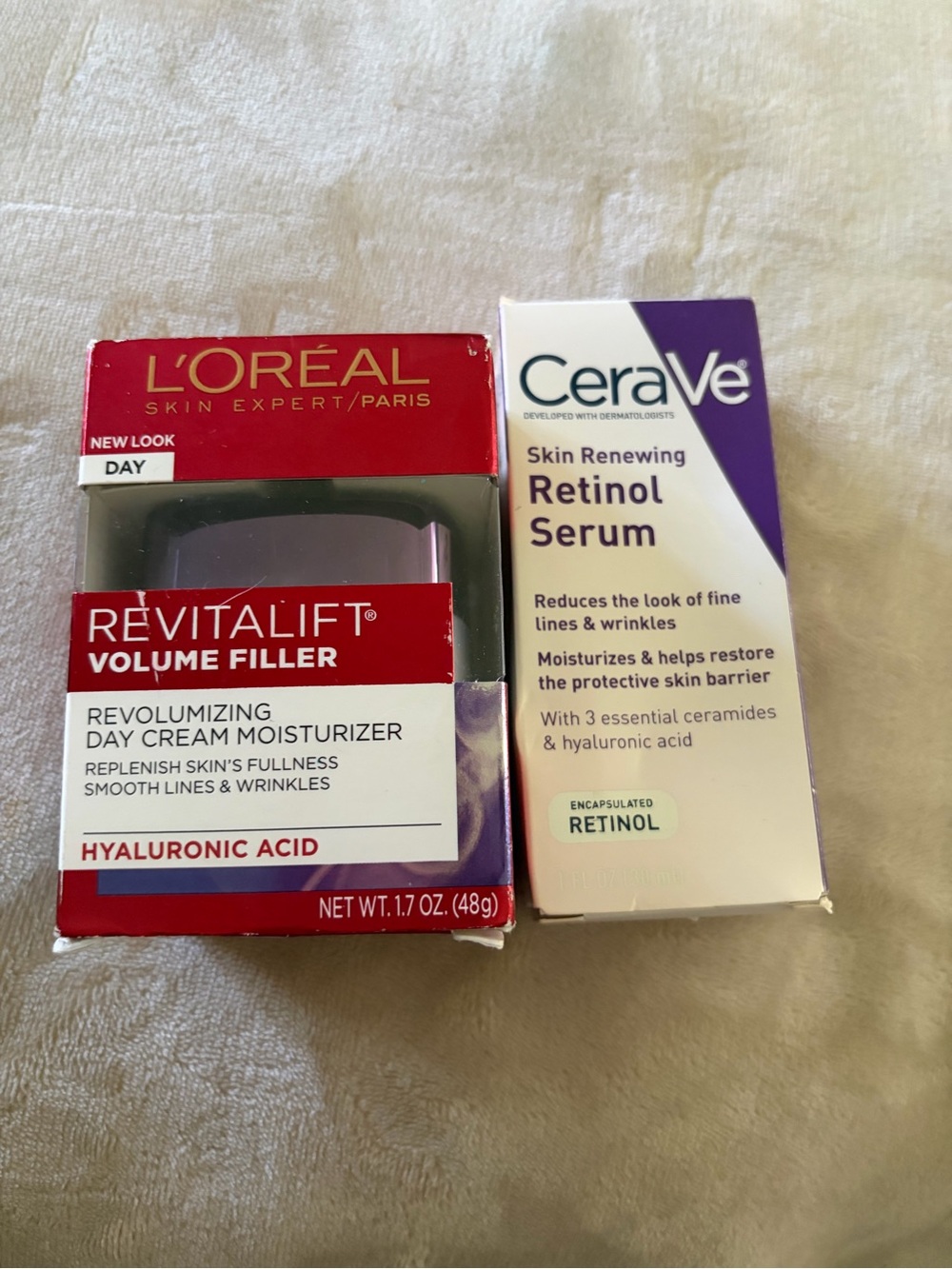 L'Oreal Revitalift Volume Filler Moisturizer & CeraVe Retinol Serum Bundle